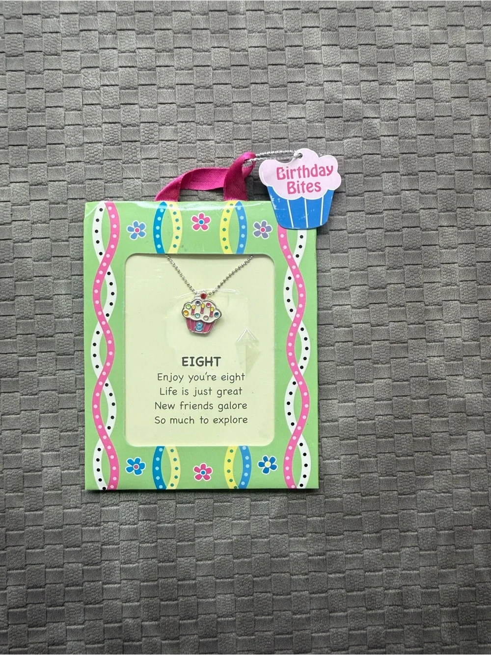 Birthday Cupcake Necklace - Bright Multicolor girls 8